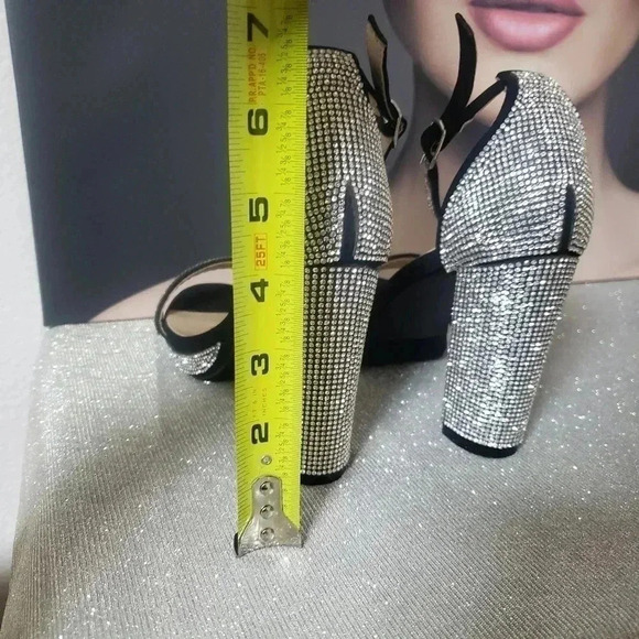 Forever Rhinestone Accent Open Toe Chunky High Heel Low Platform Sandal - Picture 5 of 7